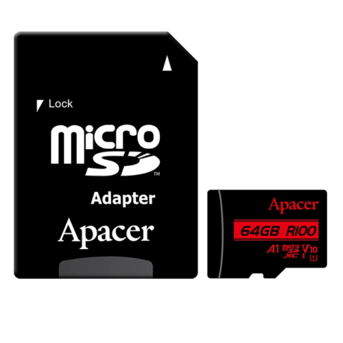 Apacer R100 MicroSDHC/SDXC UHS-I U1 V10 64GB Class10 Memory Card with Adapter #AP64GMCSX10UB-R